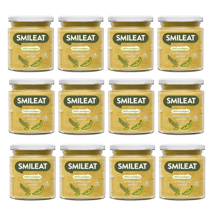 Embalagem de 12 frascos de vegetais biológicos e quinoa Smileat, 230g