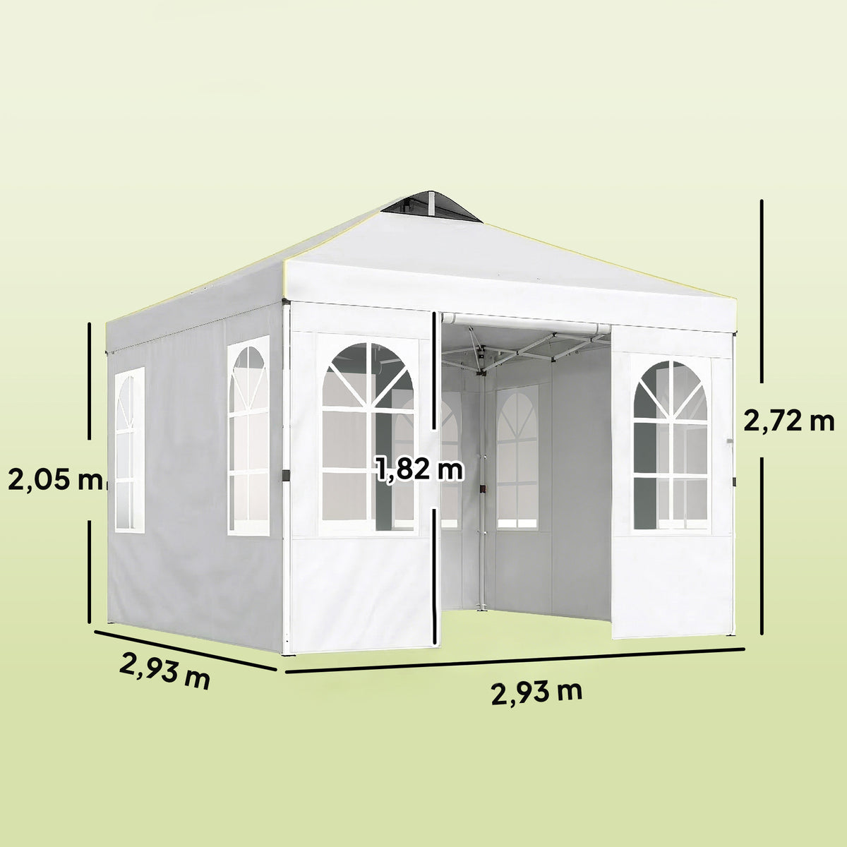 Outsunny Carpa Plegable 3x3m Pop-up Altura Ajustable Laterales Extraíbles Blanco_2