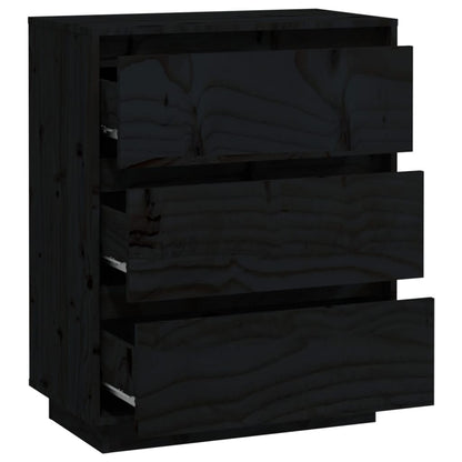 Aparador De Madera Maciza De Pino Negro 60x34x75 Cm / Vetonek_2