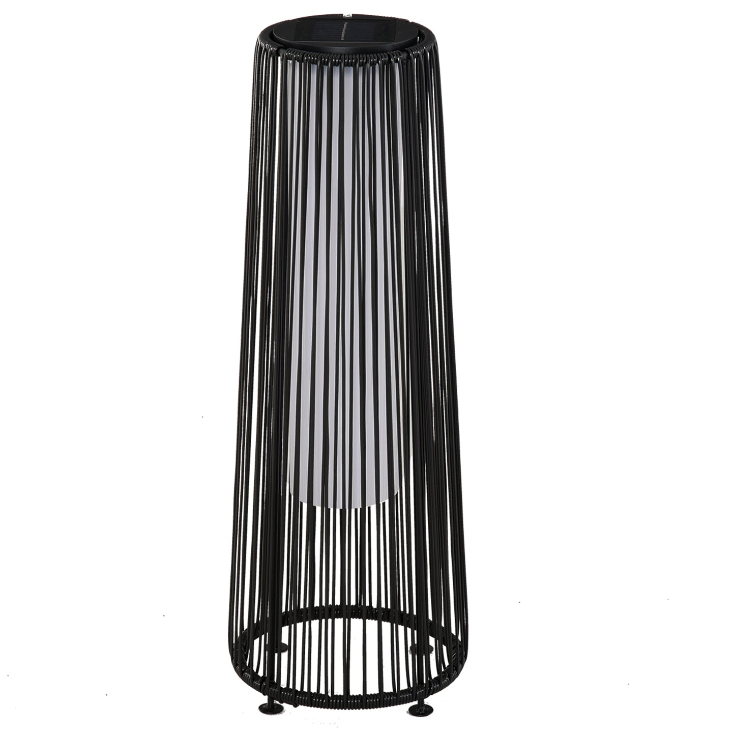 Outsunny Lámpara De Pie Ratán Energía Solar Con Control Luz Automático Negro_0