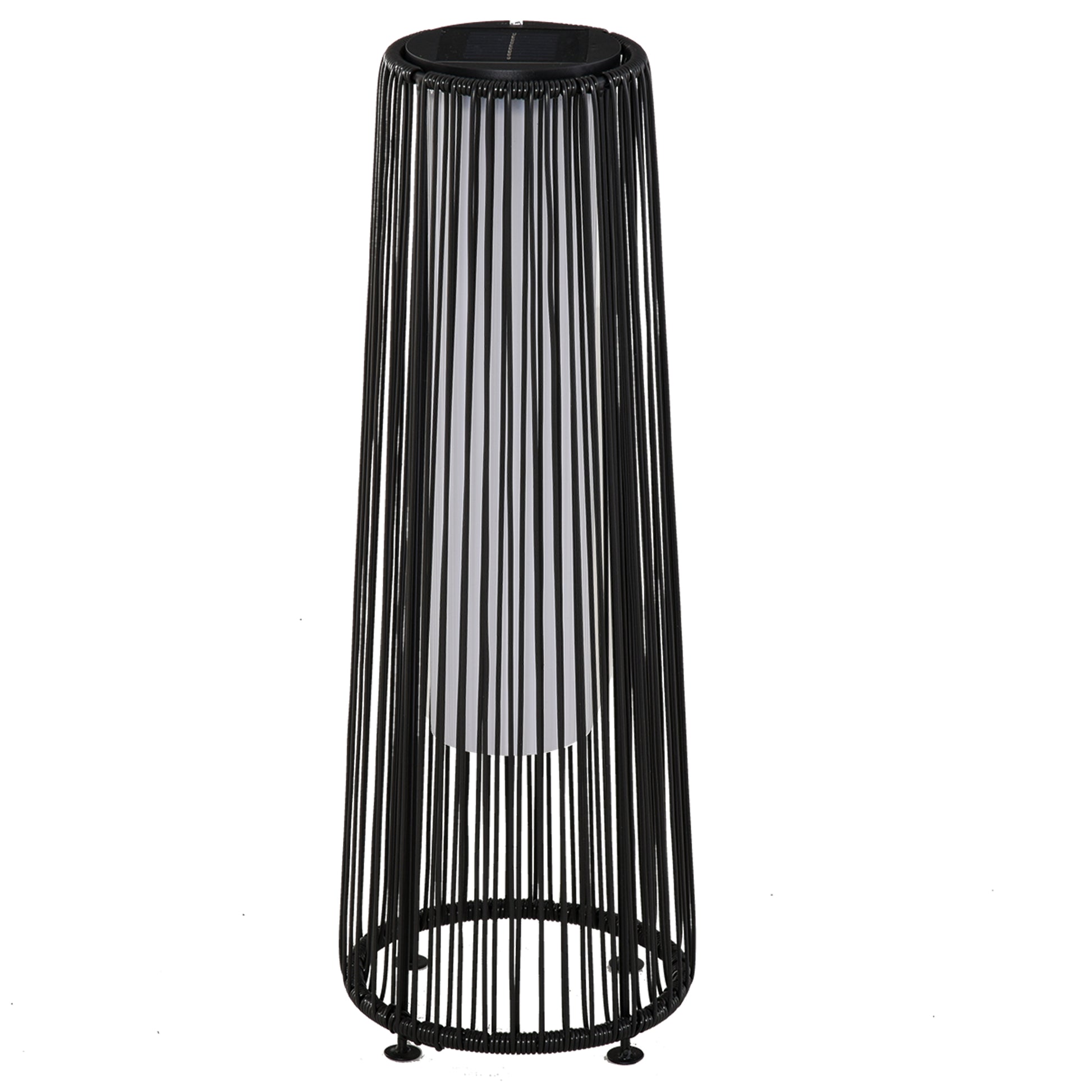 Outsunny Lámpara De Pie Ratán Energía Solar Con Control Luz Automático Negro_0