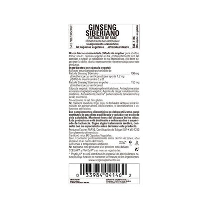 Extrato de raiz de ginseng siberiano, 60 cápsulas vegetais (520 mg)