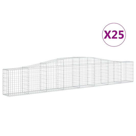 Cestas De Gaviones 25 Uds Forma De Arco Hierro 400x30x60/80 Cm_0