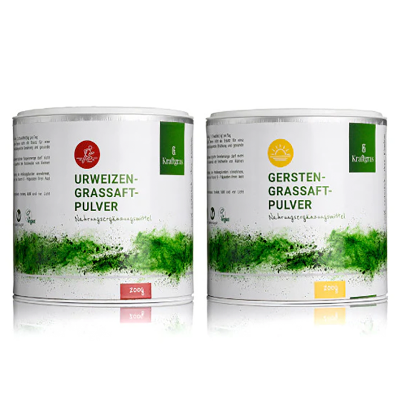 Kraftgras - Polvo de jugo de trigo ancestral ecológico + jugo de cebada ecológico 200 g cada uno (vegano y natural)_0