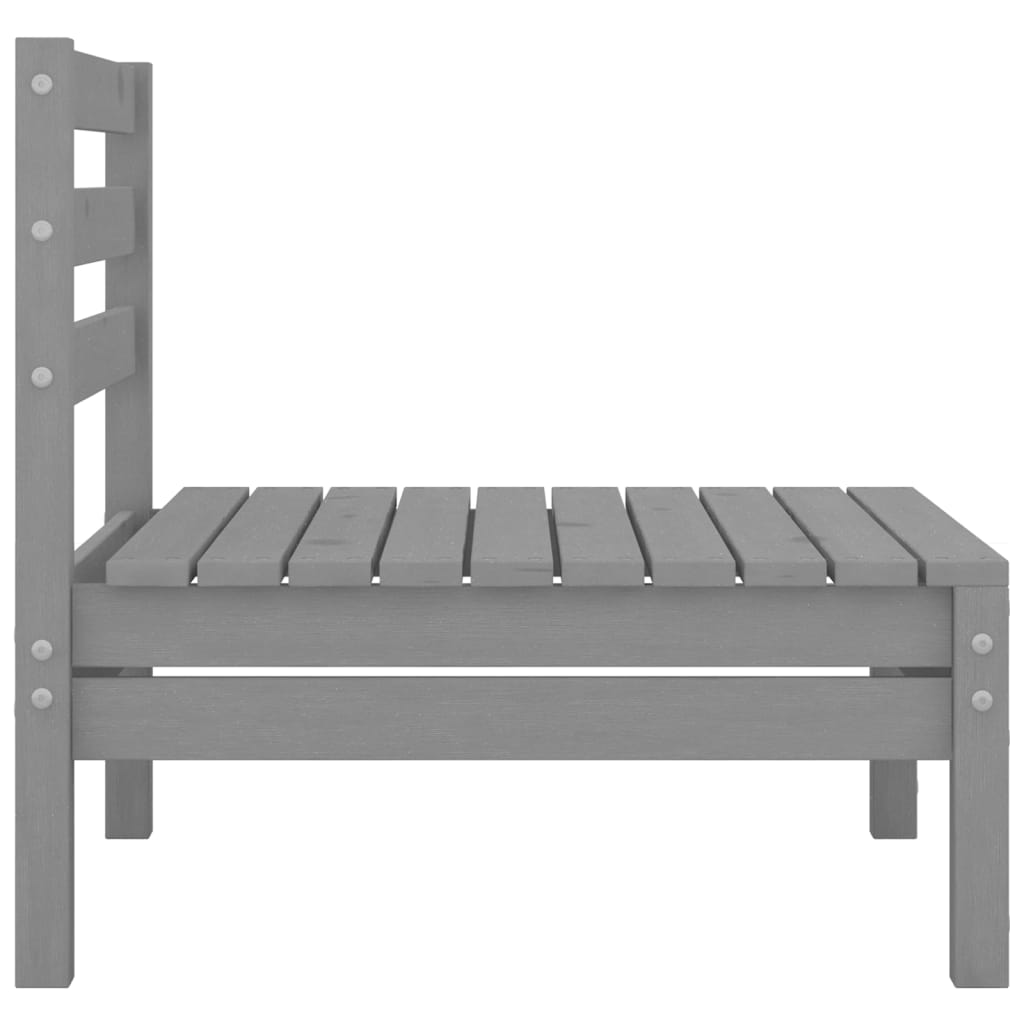 Juego De Muebles De Jardín 7 Piezas Madera Maciza De Pino Gris / Vetonek_3