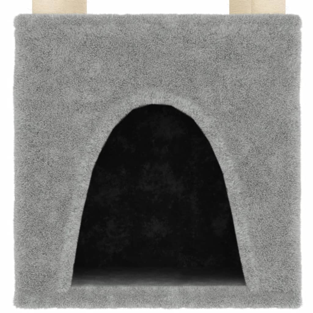 Rascador Para Gatos Con Postes De Sisal Gris Claro 147 Cm_5