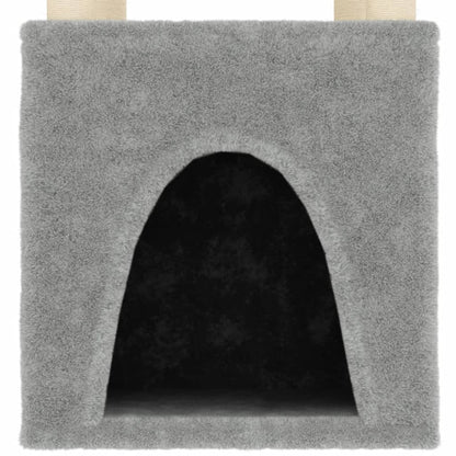 Rascador Para Gatos Con Postes De Sisal Gris Claro 147 Cm_5
