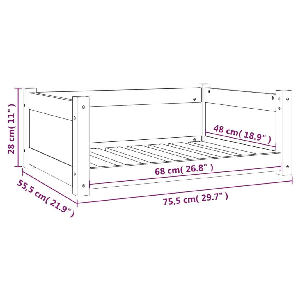 Vidaxl Cama Para Perros Madera Maciza De Pino Blanco 75,5x55,5x28 Cm_2