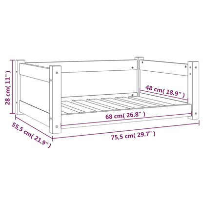 Vidaxl Cama Para Perros Madera Maciza De Pino Blanco 75,5x55,5x28 Cm_2
