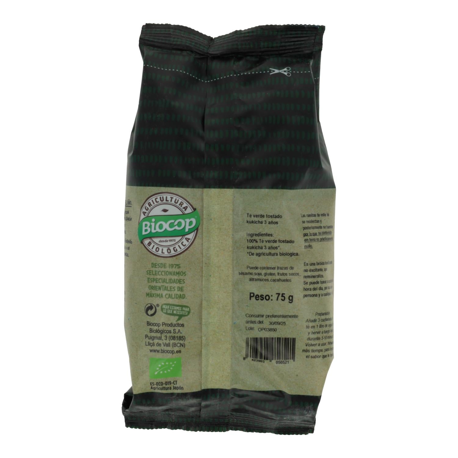 Chá Verde Torrado Kukicha 3 anos Biocop, 75 g