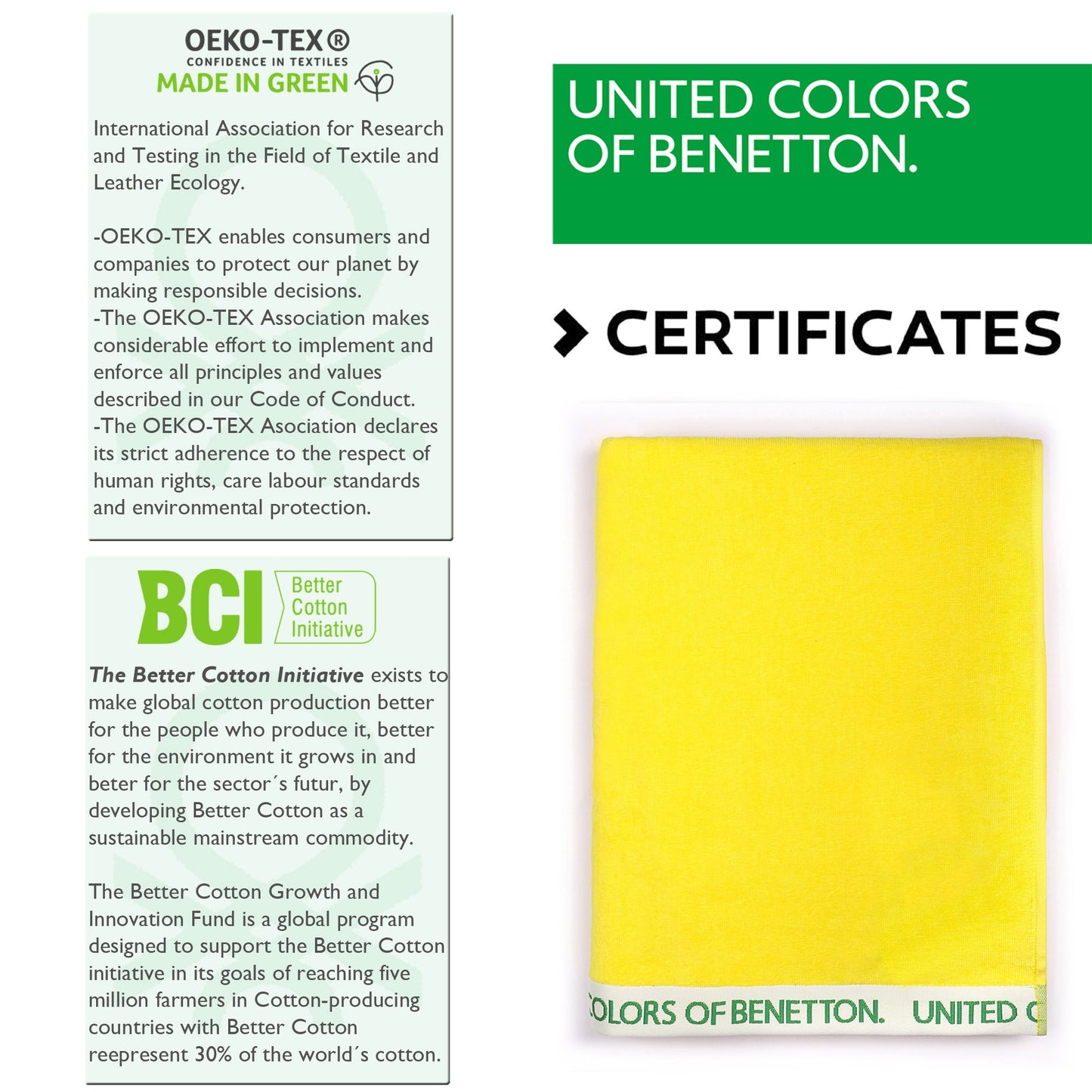 Toalla De Playa 90x160cm 380gsm Velour 100%algodon Amarillo Casa Benetton