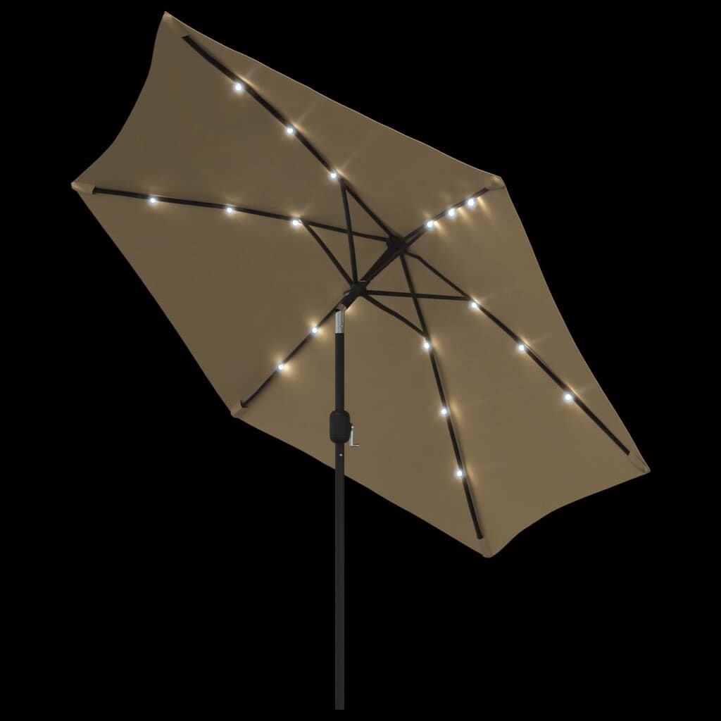 Vidaxl Sombrilla De Jardín Con Luces Led Palo De Acero Taupe 300cm_3
