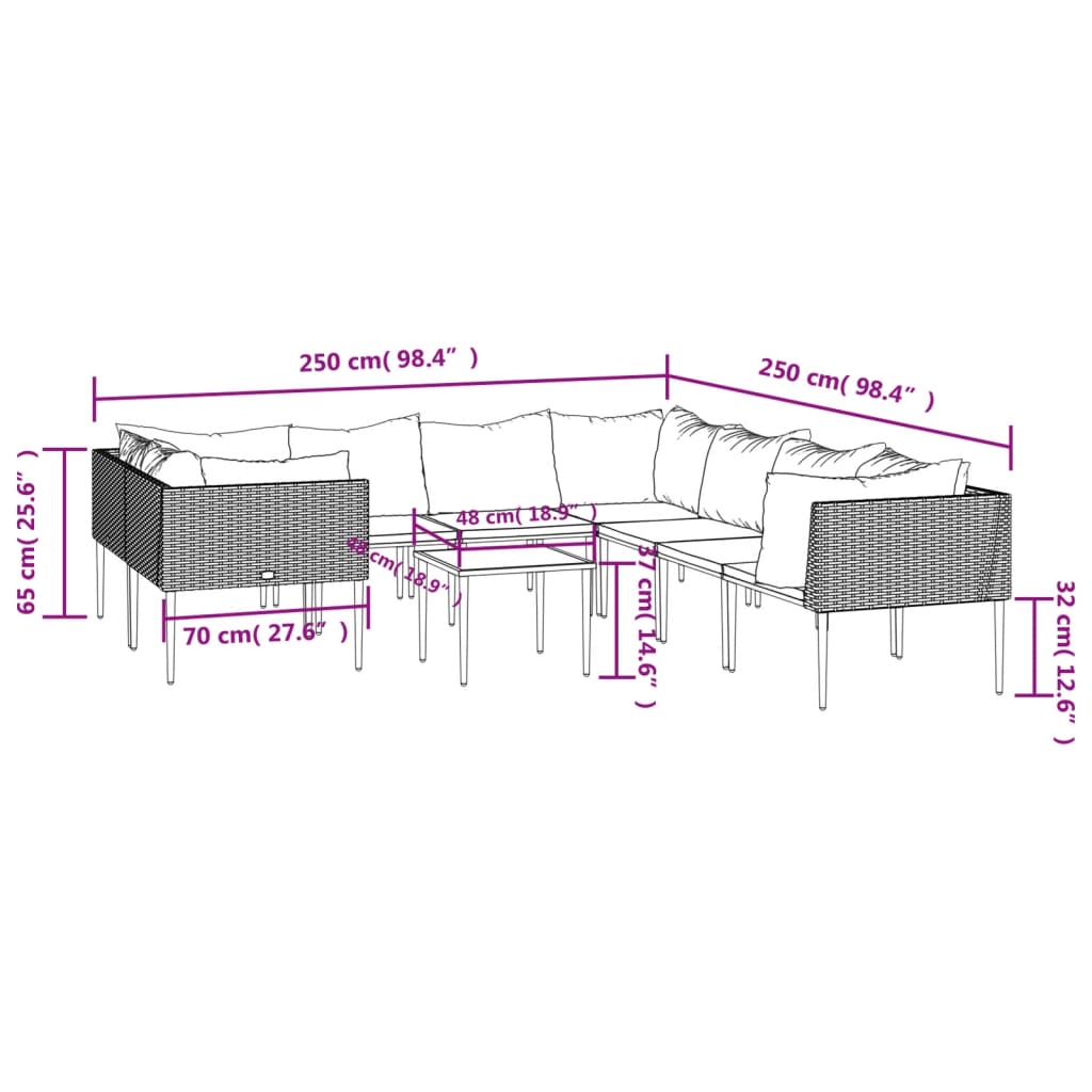 Vidaxl Set De Muebles De Jardín 9 Pzas Y Cojines Ratán Sintético Gris_2