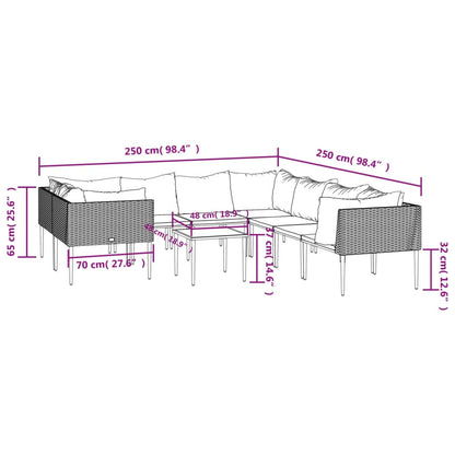 Vidaxl Set De Muebles De Jardín 9 Pzas Y Cojines Ratán Sintético Gris_2