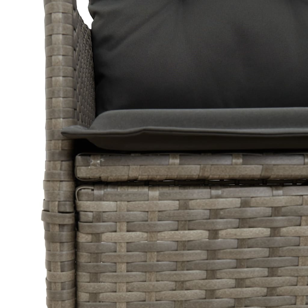 Set Comedor Jardín 7 Pzas Y Cojines Ratán Sintético Gris / Vetonek_0
