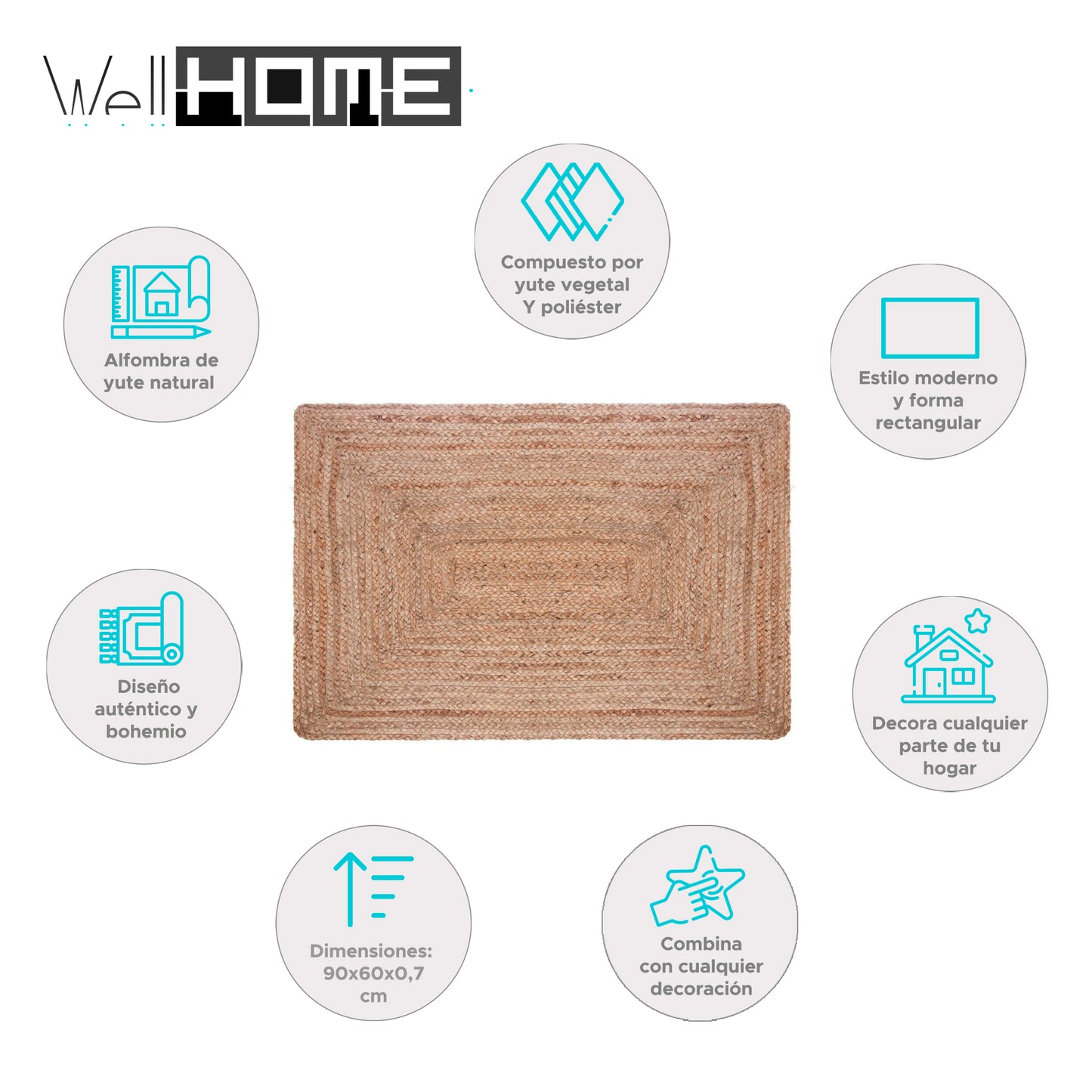 Wellhome Alfombra Yute Historia Natural 60x90cm_1