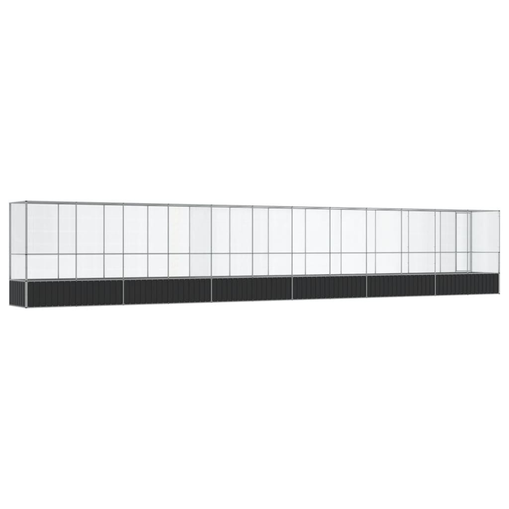 Vidaxl Pajarera Con Extensión Acero Color Plateado 1250,5x107x212 Cm_4