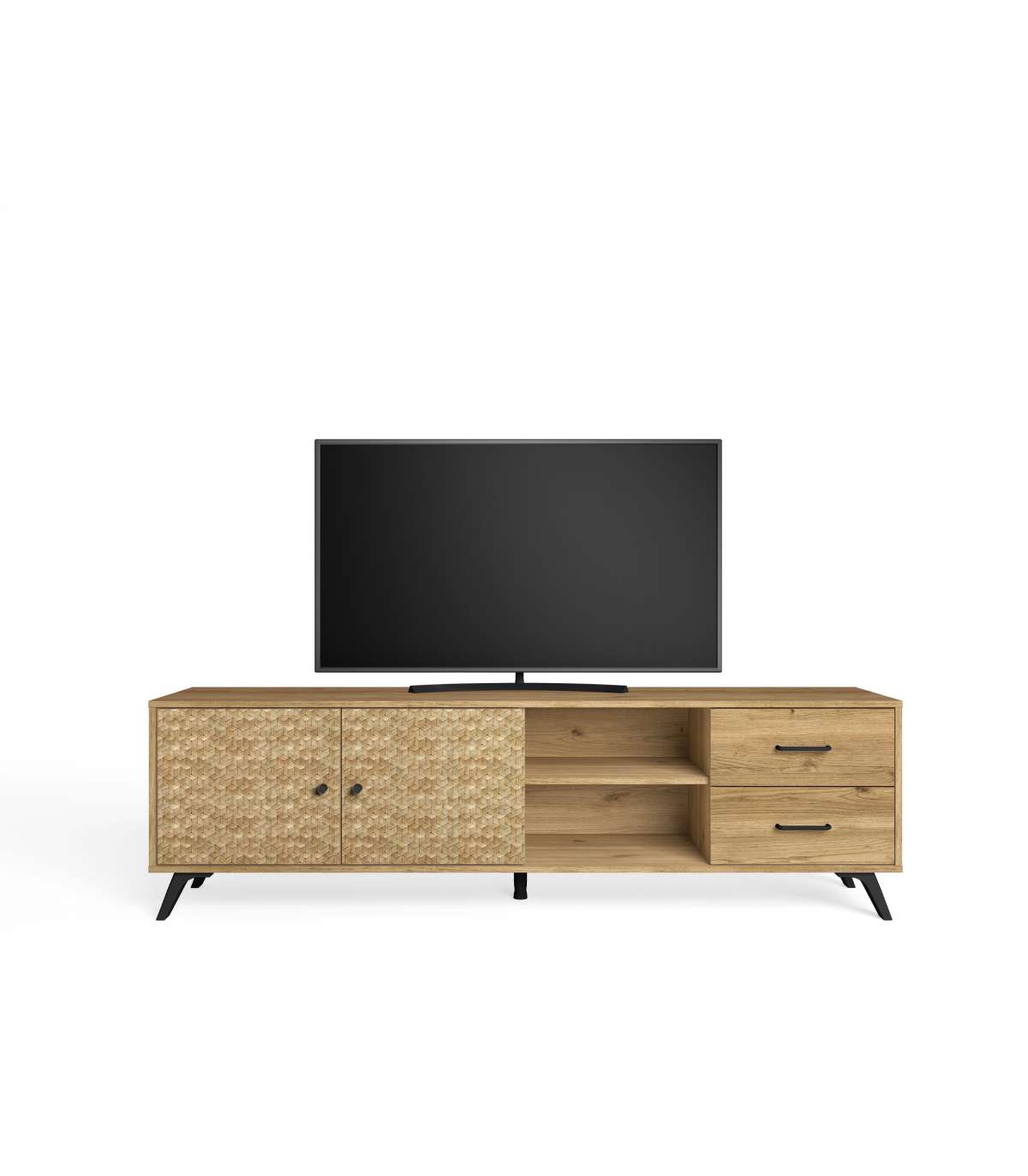 Mueble Tv 2 Puertas 2 Cajones Malaga Acabado Natural/serigrafía, 53m(alto) 180.5cm(ancho)_0