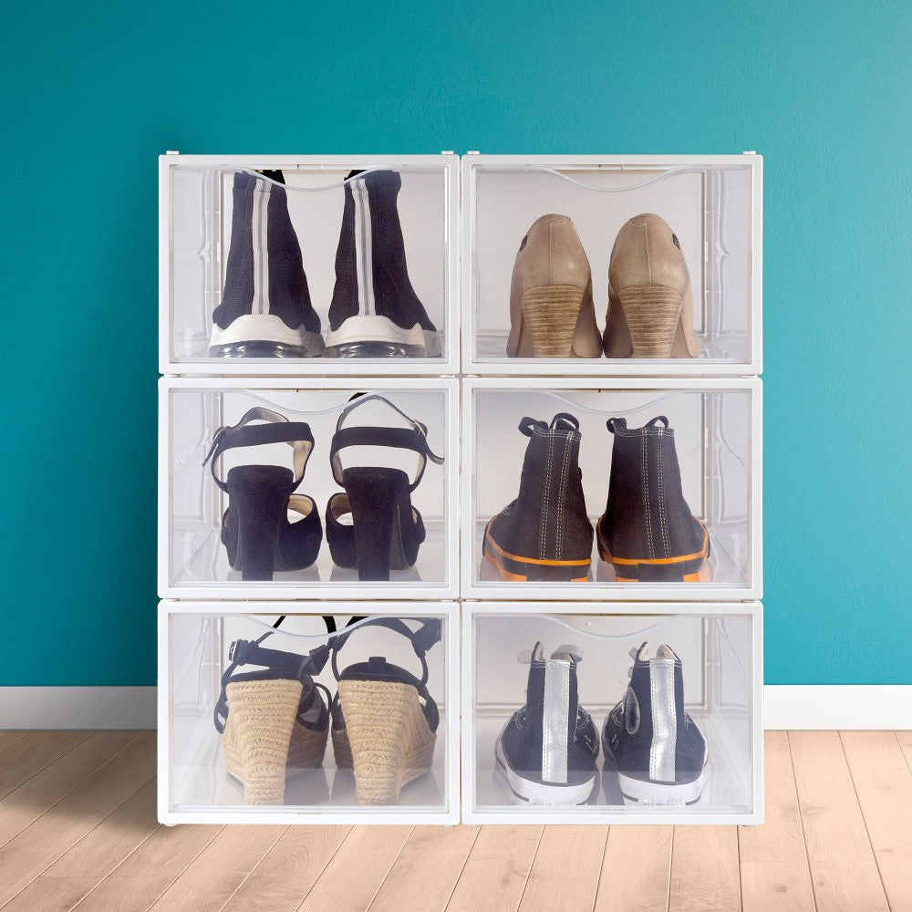 Pack 6 Cajas Zapatos Plástico Apilables Y Antivuelco Max Home_1