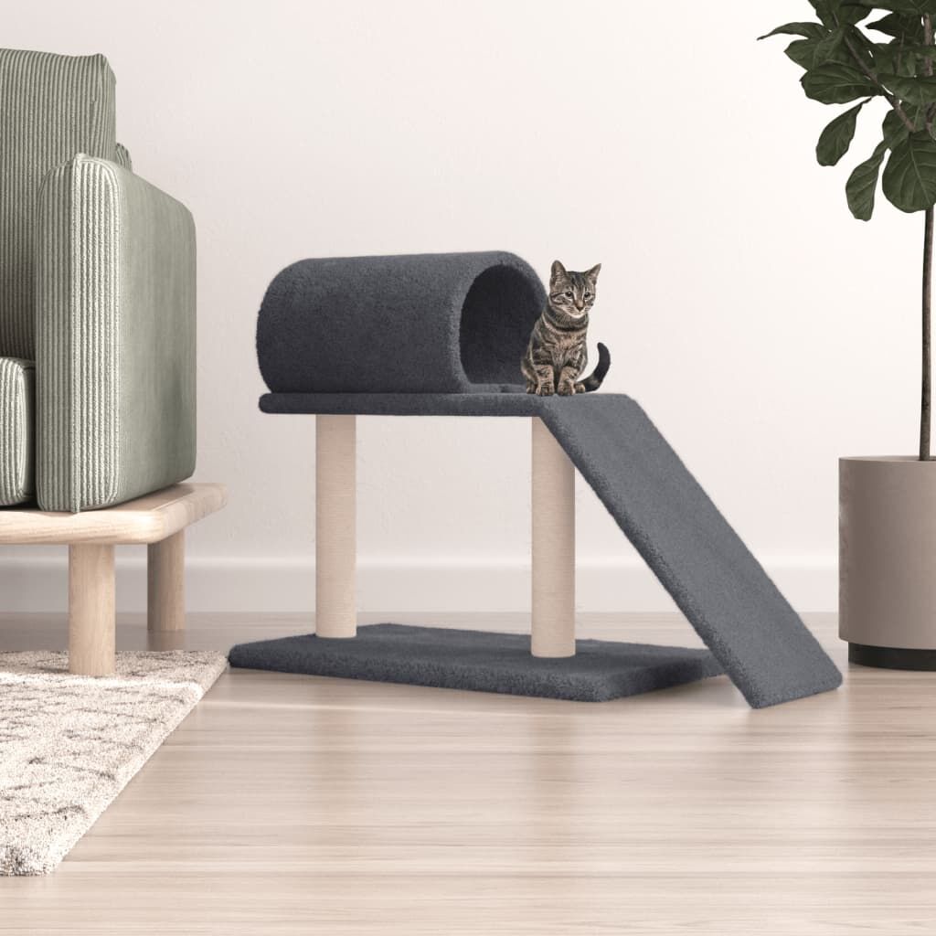 Vidaxl Rascador Para Gatos Con Túnel Y Escalera Gris Oscuro 55,5 Cm_1