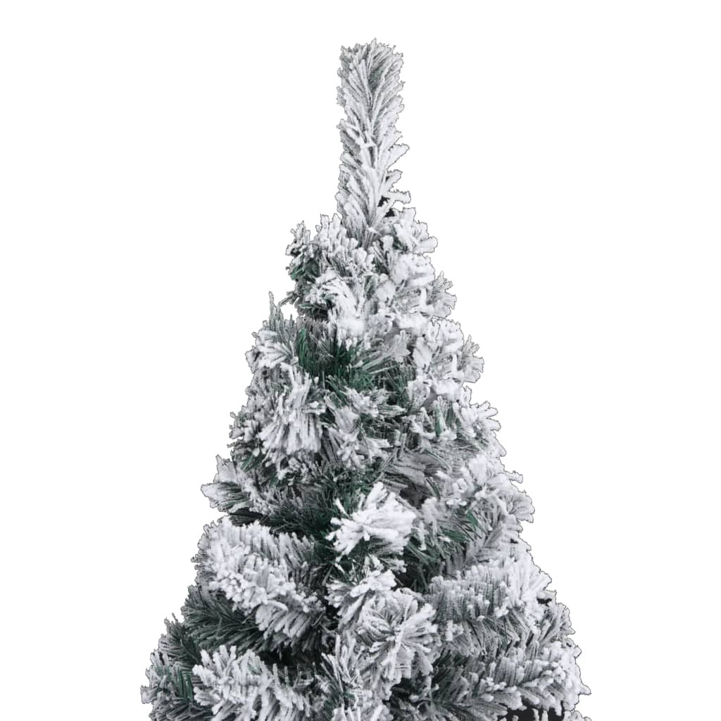 Vidaxl Árbol De Navidad Delgado Con Nieve Pvc Verde 150 Cm_4