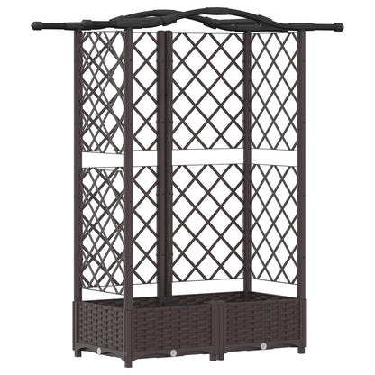 Cama Elevada Con Trellis Y Techo Marrón 124 X 40 X 123 Cm Pp_0