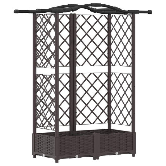 Cama Elevada Con Trellis Y Techo Marrón 124 X 40 X 123 Cm Pp_0