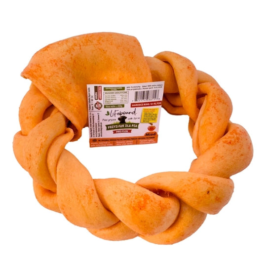 Lifebound - Hueso Masticable Natural para Perros de Piel de Ternera en Forma de Trenza con Sabor a Miel - 6 Piezas - L_0