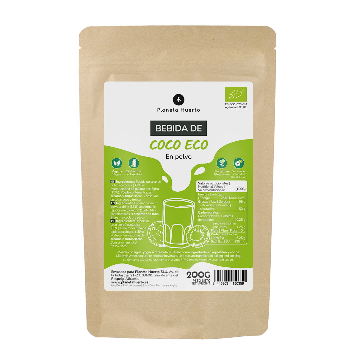 Bebida coco en polvo ECO Planeta Huerto 200 g