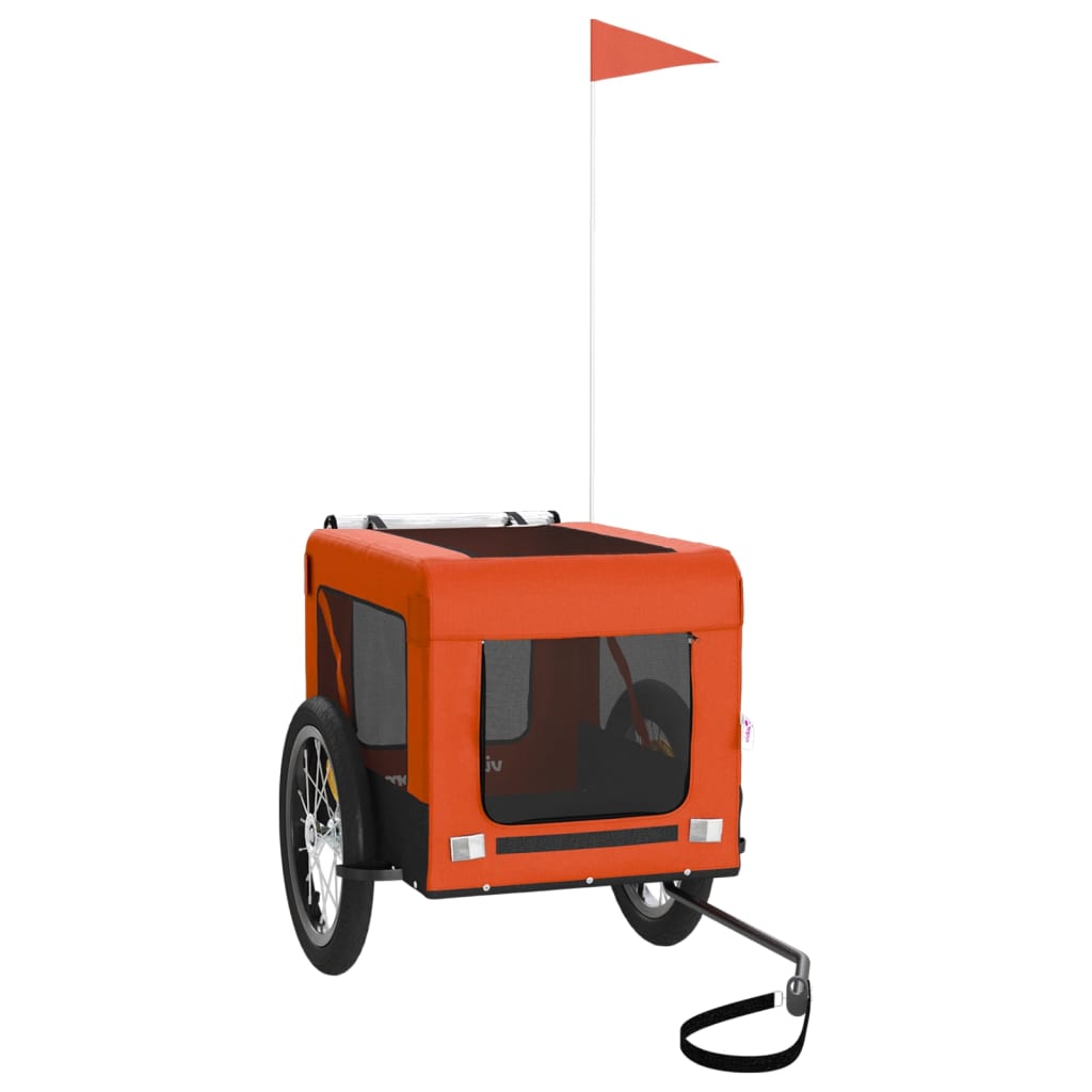 Remolque De Bicicleta Mascotas Hierro Tela Oxford Naranja Negro_0