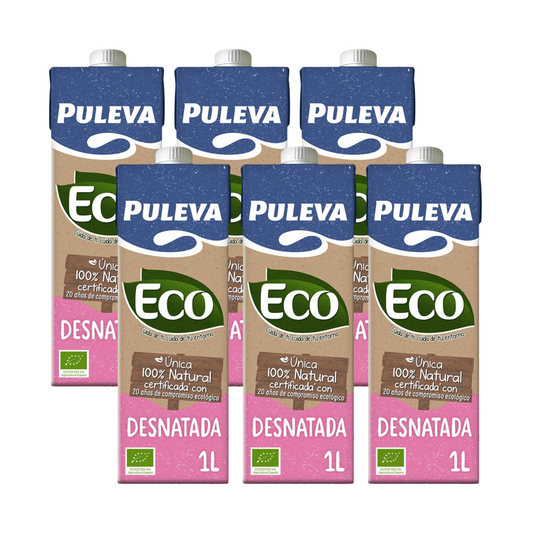 Embalagem de 6 blocos de leite magro biológico Puleva, 1 L