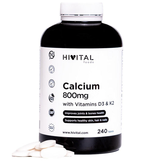 Cálcio 800 mg com vitamina D3 e K2 240 comprimidos Hivital