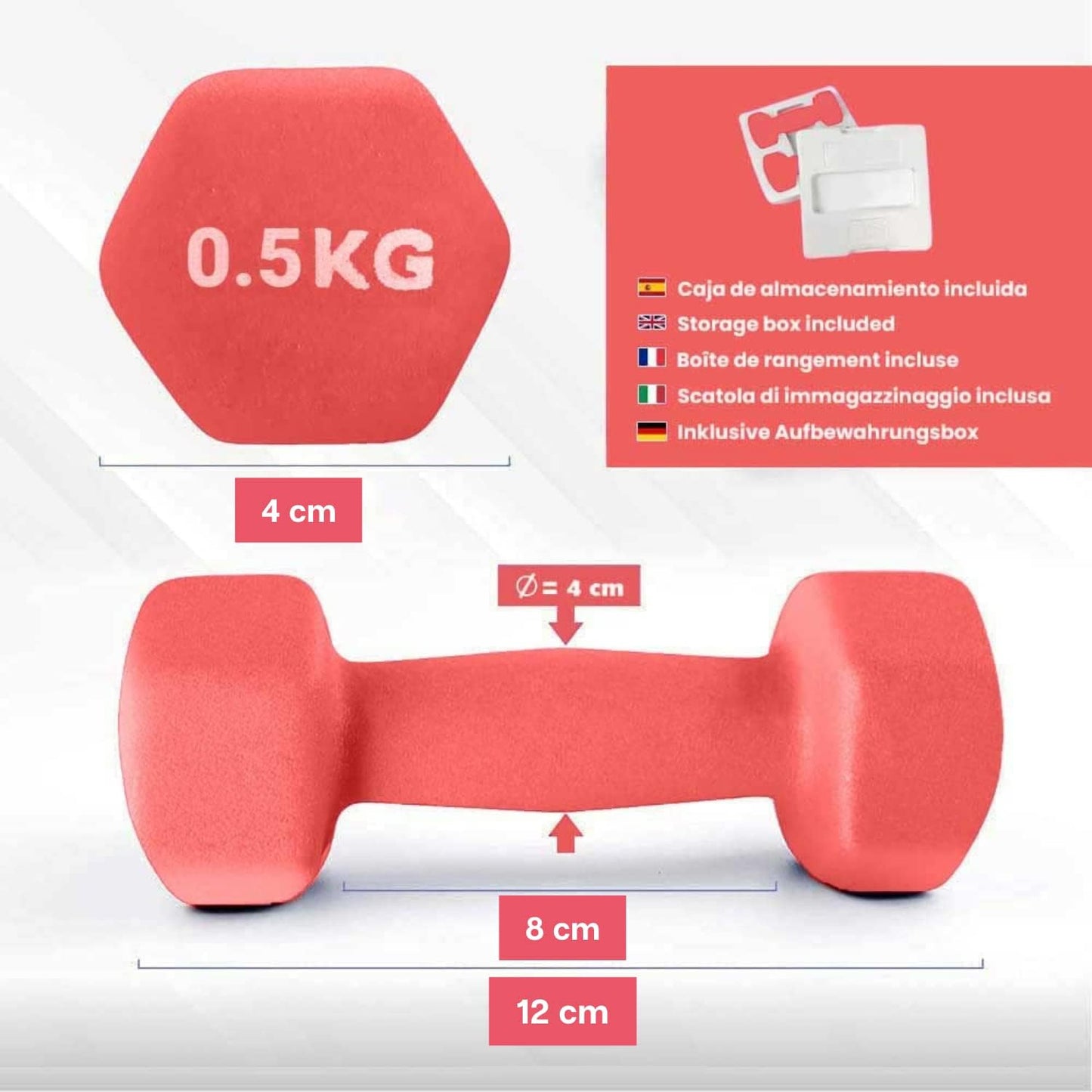 Mancuernas De Neopreno Perpetual De 0.5kg (2 Unidades) Con Agarre Antideslizante_1