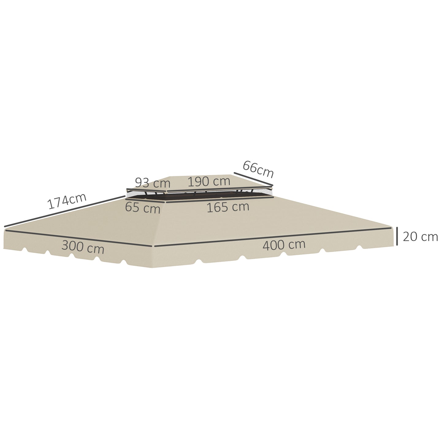 Outsunny Techo De Repuesto Para Cenador 4x3 M Con Doble Techo Beige_2