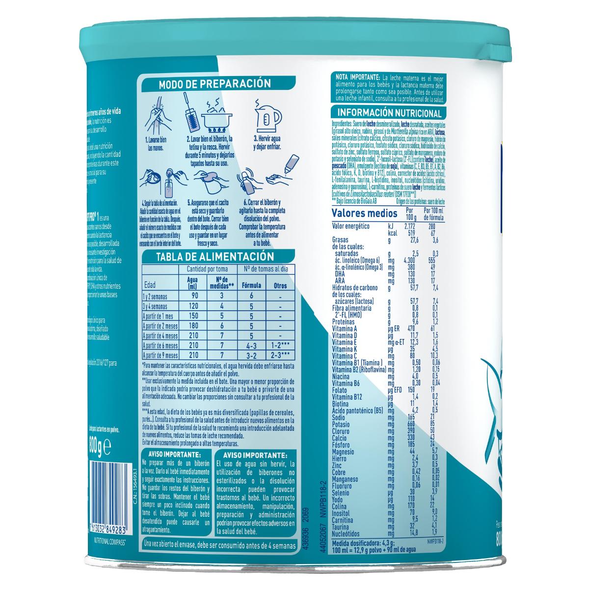 Leite de arranque Nan Optipro 1 desde o primeiro dia Nestlé 800 g