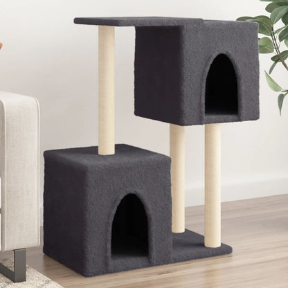 Vidaxl Rascador Para Gatos Con Postes De Sisal Gris Oscuro 86 Cm_1