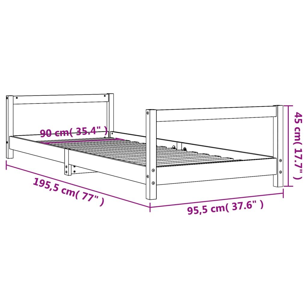 Vidaxl Estructura De Cama Para Niños Madera Maciza De Pino 90x190 Cm_2