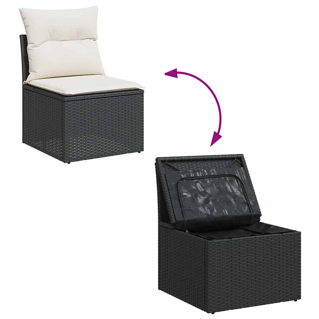 Set De Sofás De Jardín 7 Pzas Con Cojines Ratán Sintético Negro / Vetonek_4