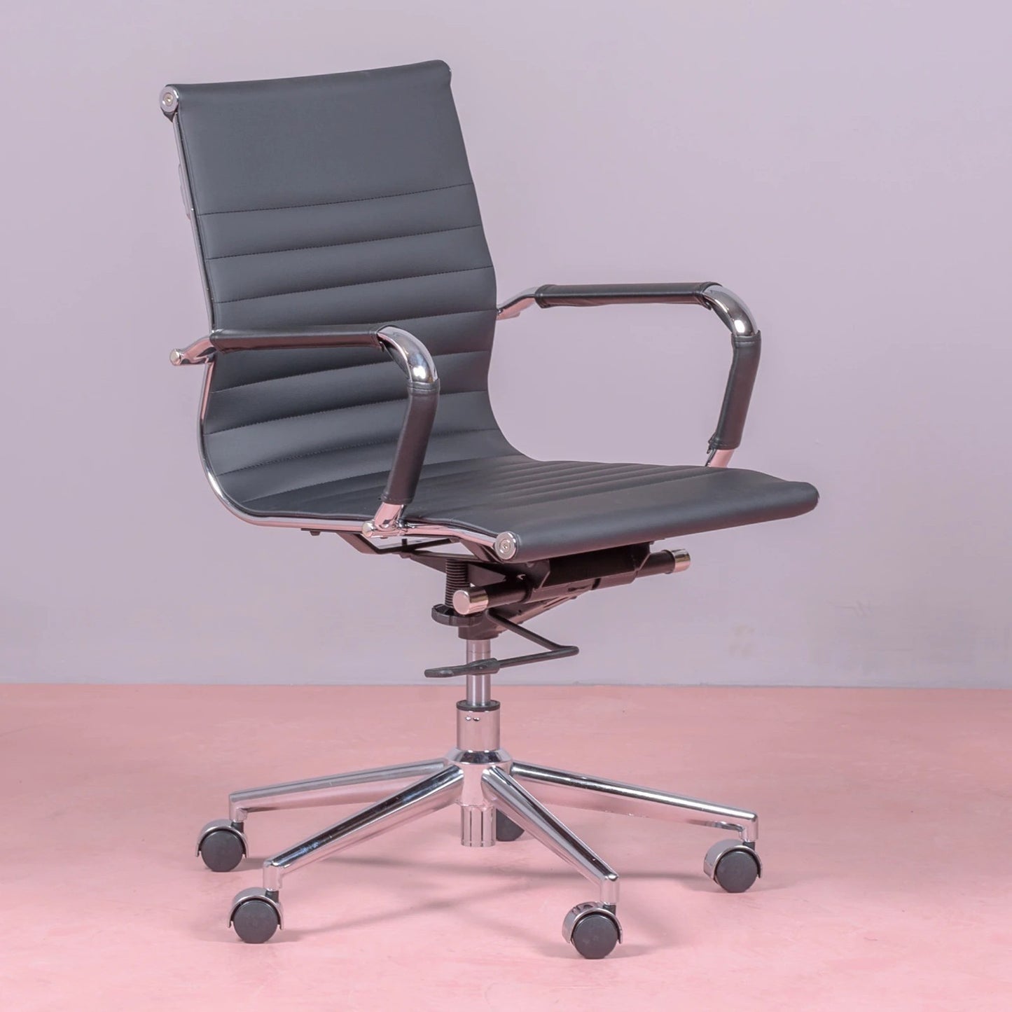 Silla De Escritorio Con Respaldo Bajo En Polipiel Y Reclinable - Alu_0