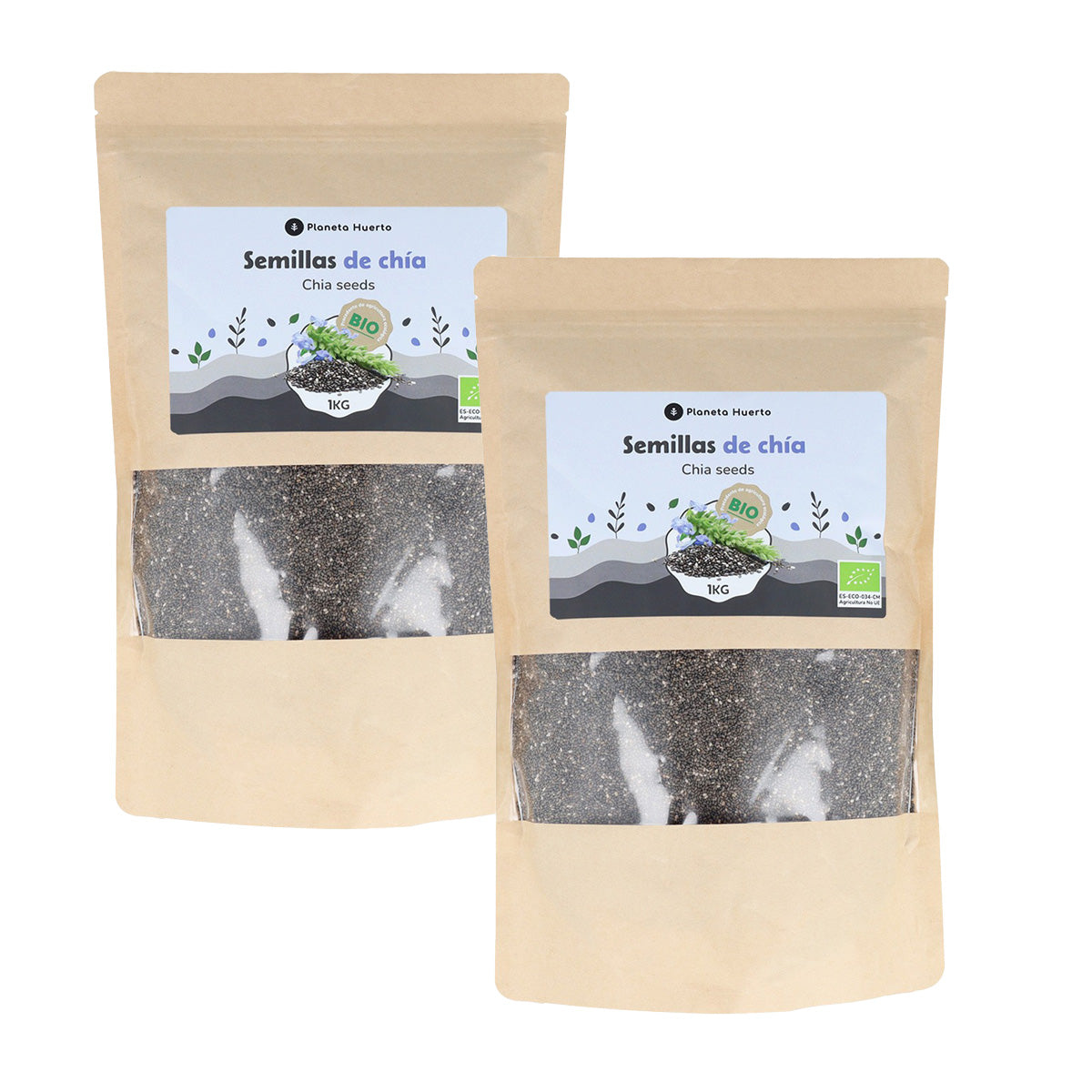 Embalagem de 2x Sementes de Chia ECO da Planeta Huerto, 1 kg