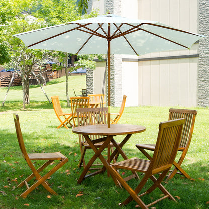 Outsunny Sombrilla Jardín Ø300x250 Cm Con Techo Ventilado Y Poste Madera Blanco_1