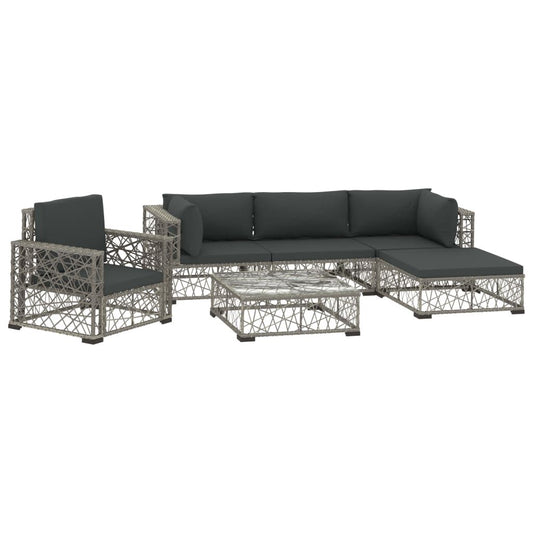 Vidaxl Set De Muebles De Jardín 6 Pzas Y Cojines Ratán Sintético Gris_0