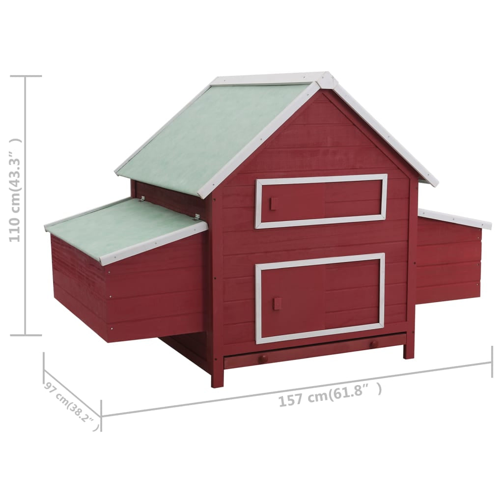 Vidaxl Gallinero De Madera Rojo 157x97x110 Cm_2