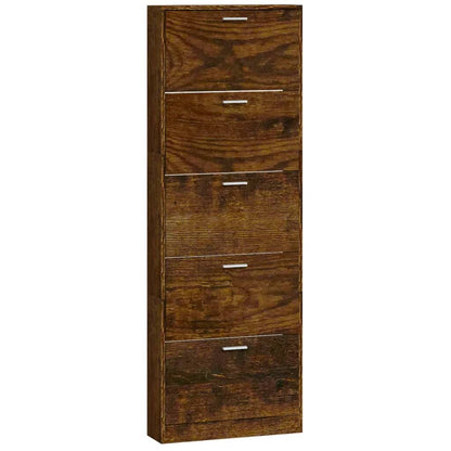 Vidaxl Mueble Zapatero Madera Contrachapada Roble Ahumado 59x17x169 Cm_4