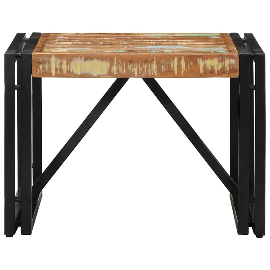 Mesa De Centro Multicolor 50x50x35 Cm Madera Maciza Reciclada_0
