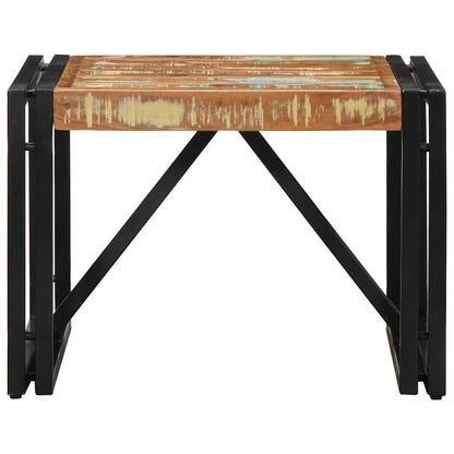Mesa De Centro Multicolor 50x50x35 Cm Madera Maciza Reciclada_0