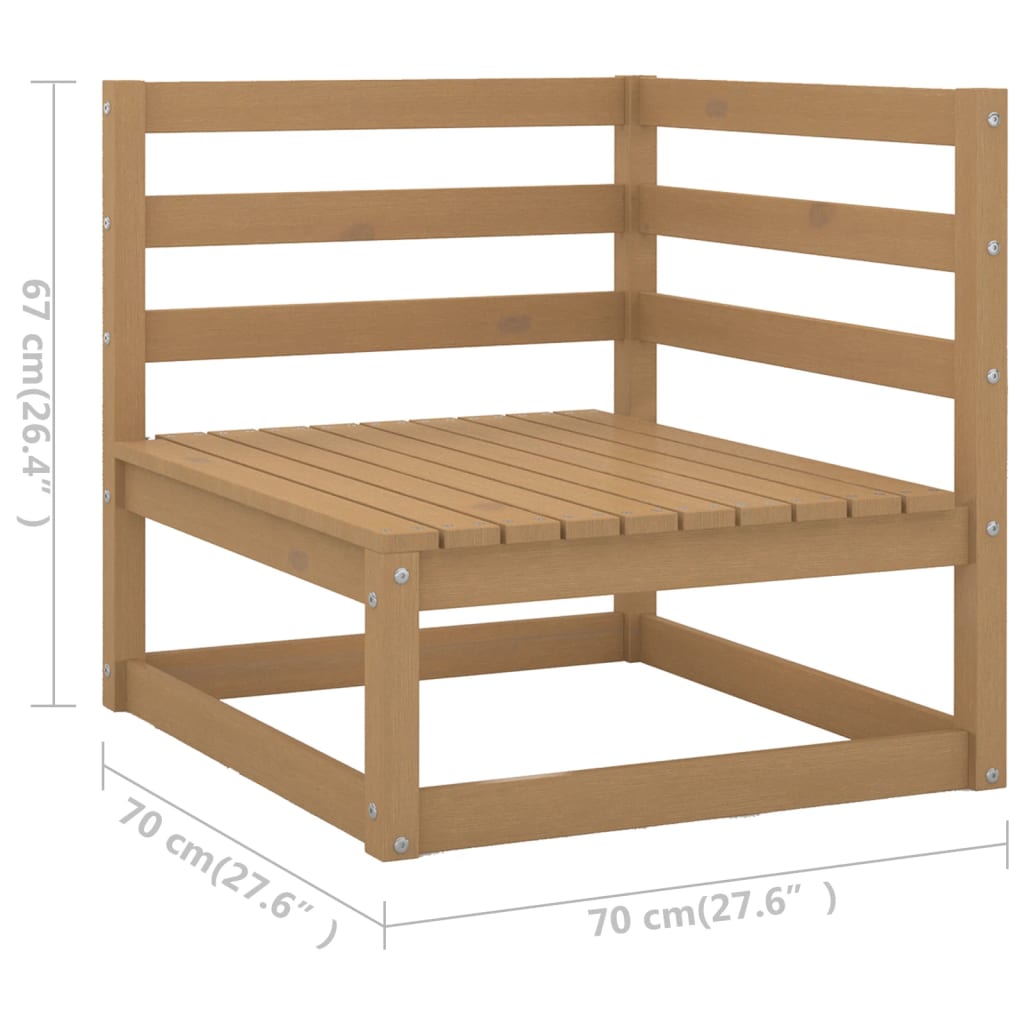 Muebles De Jardín 8 Piezas Marrón Miel Madera Maciza De Pino / Vetonek_5