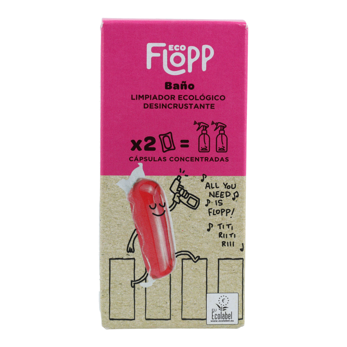 Flopp Refill produto de limpeza de casa de banho solúvel em água 2 cápsulas
