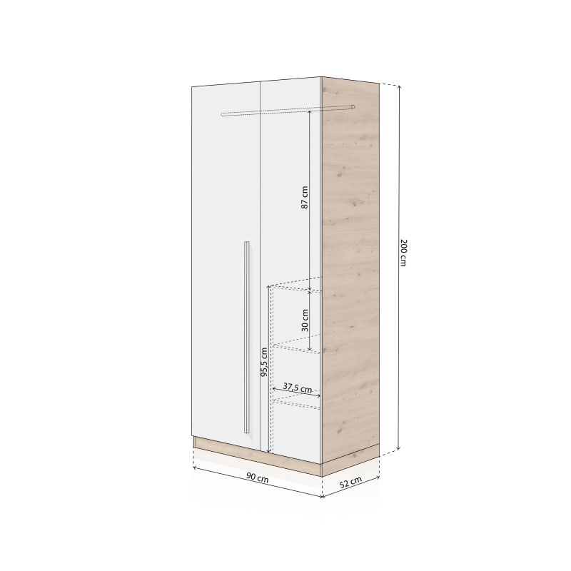 Armario Dess Melamina, Blanco Artik, 90 X 200 X 52_5