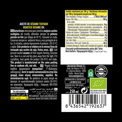 Óleo de Sésamo Torrado Biológico NaturGreen 250 ml
